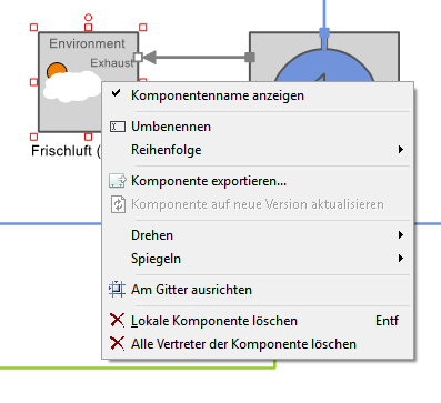Kontextmenü des Komponentensymbols